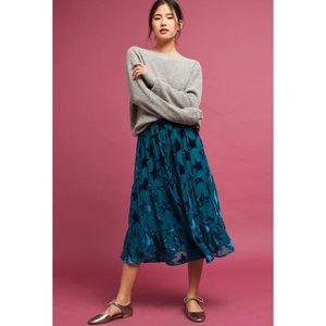 Anthropologie Maeve Starry Eyed Burnt Velvet Skirt